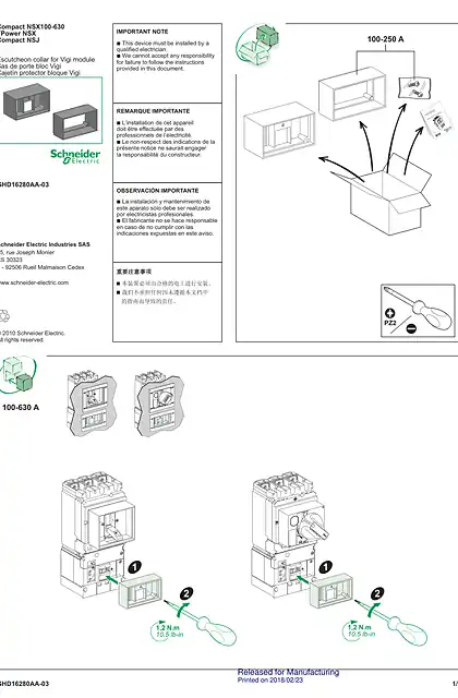 schneider施耐德Escutcheon collar for Vigi module - 说明页